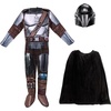 image:imageSTAR WARS The Mandalorian Official Youth Halloween Costume  Padded Jumpsuit with Gloves Detachable Cape Plastic MaskStyle 3