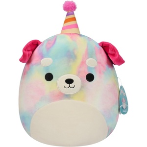 image:imageSquishmallows Original 12in Donny the Yellow Koala with Happy Birthday on Belly  Official Jazwares Birthday Plush MediumSizedTiedye Dog With Party Hat