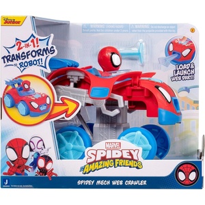 image:imageJazwares Marvel Spidey and HIS Amazing Friends Spidey MECH Web Crawler  8Inch Transforming Vehicle  Toys Featuring Your Friendly Neighborhood Spideys